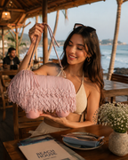 Pink  fringe Pup Bag