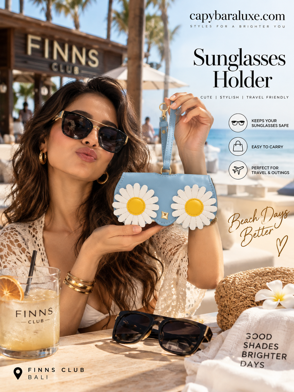 Women’s Blue Daisy Flower Sunglass holder