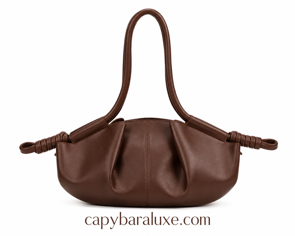 Chocolate Brown Pleated Shoulder Bag for Women | Elegant Everyday Handbag