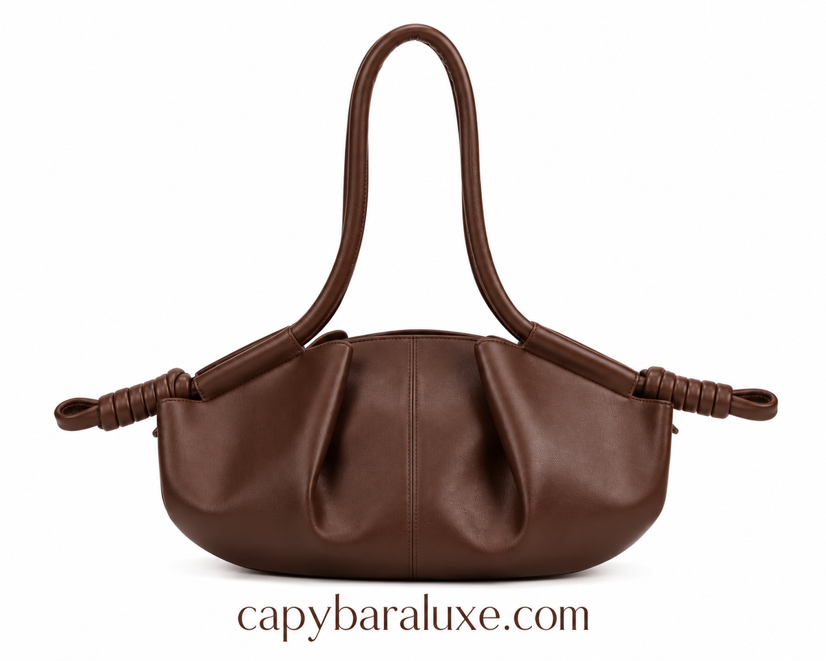 Chocolate Brown Pleated Shoulder Bag for Women | Elegant Everyday Handbag