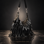 Black Leather Fringe Crossbody Bag for Women | Capybaraluxe