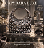 Capybara Luxe Silver Crystal Embellished Statement Handbag