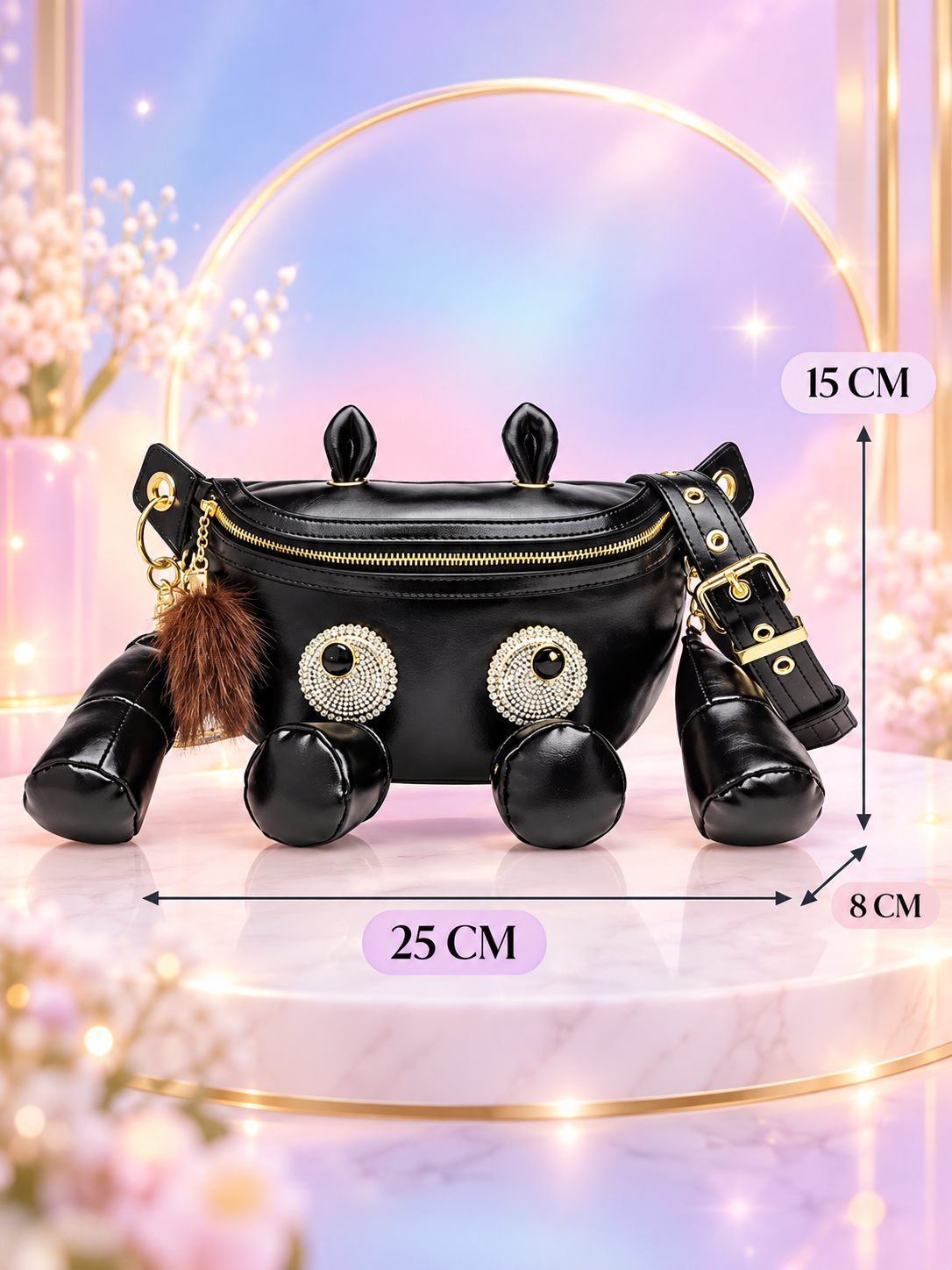 Studded Eye Shoulder & Chest black  Bag