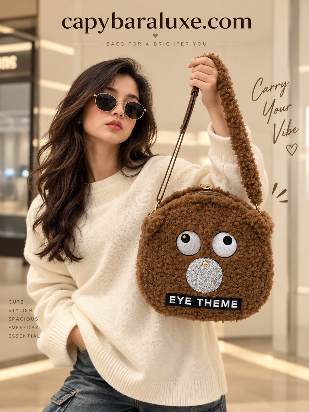 Brown Plush Owl Shoulder Bag