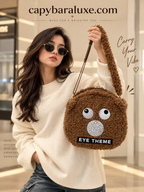 Brown Plush Owl Shoulder Bag
