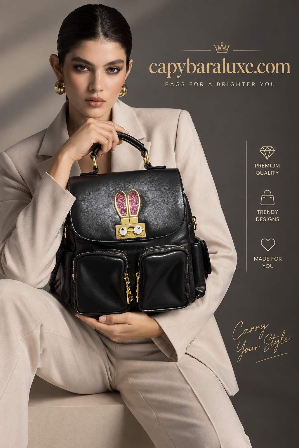 Black Bunny Backpack