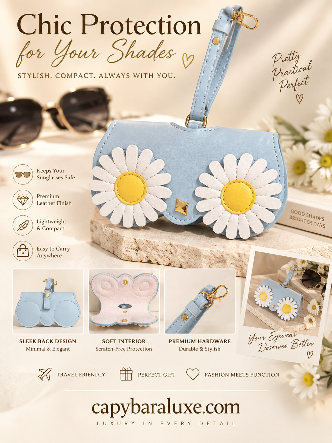 Women’s Blue Daisy Flower Sunglass holder