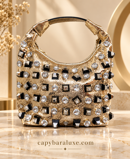 Capybara Luxe Crystal Embellished Statement Handbag