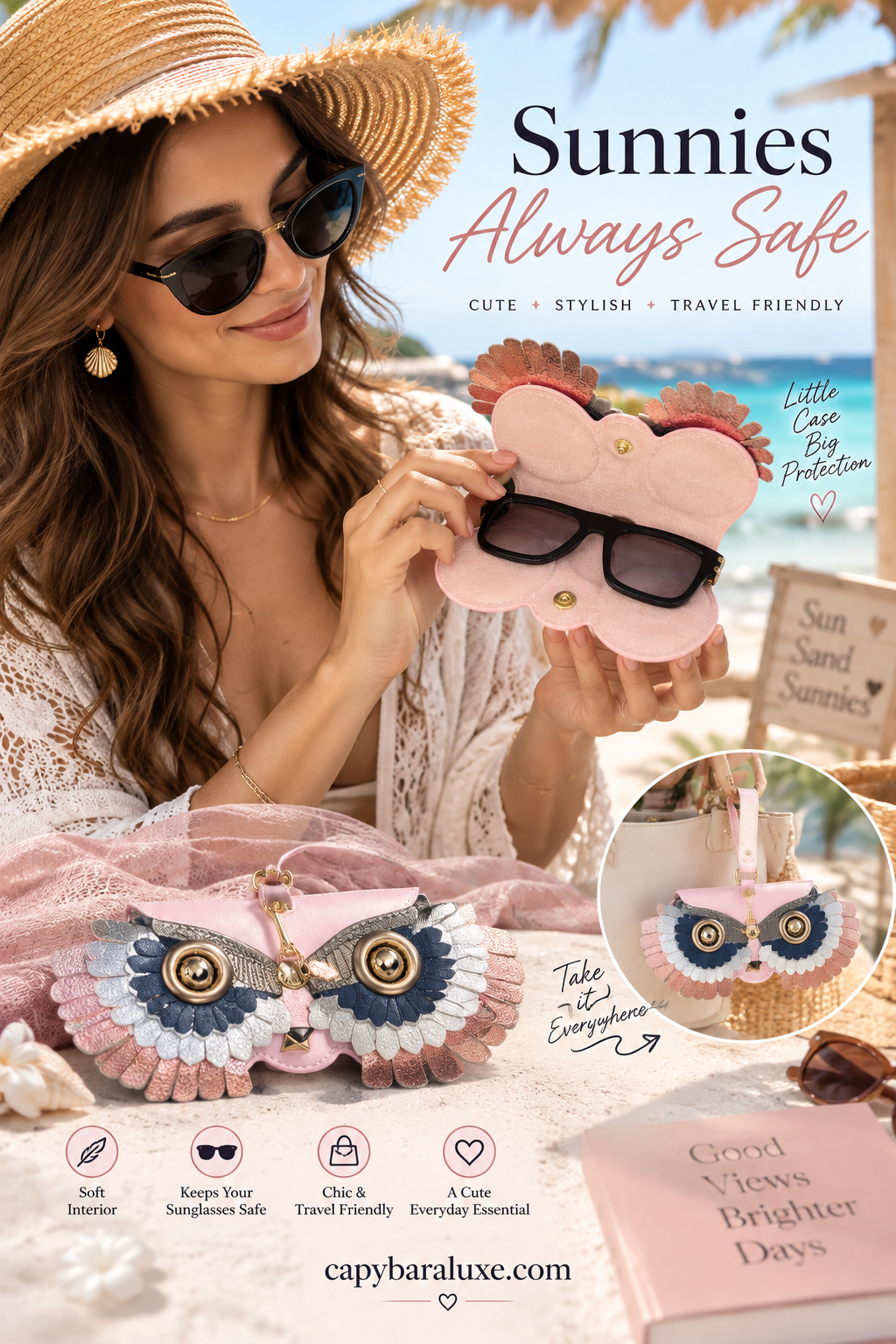 Pink Owl Sunglasses Case