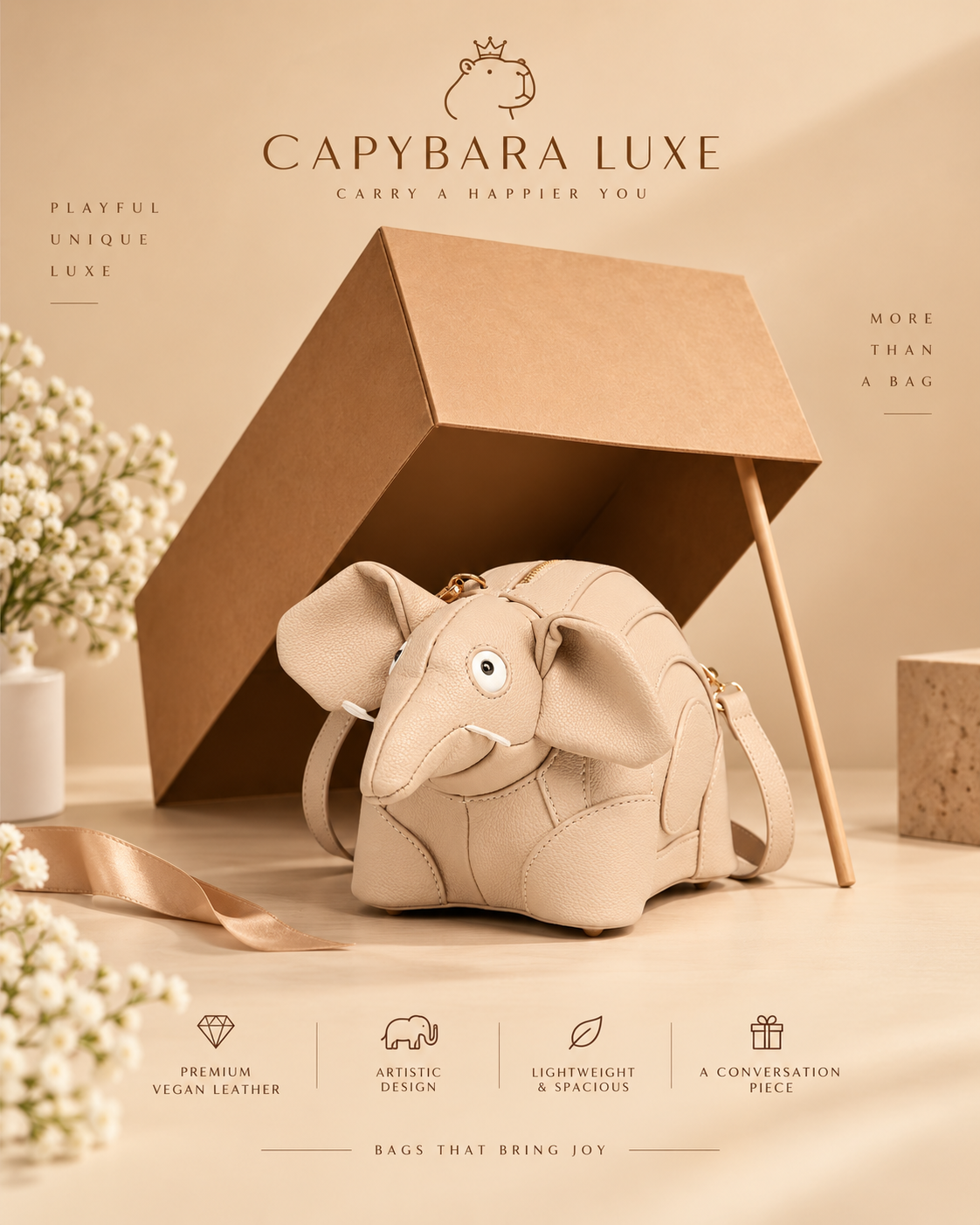 Luxe Elephant Sculpted Handbag
