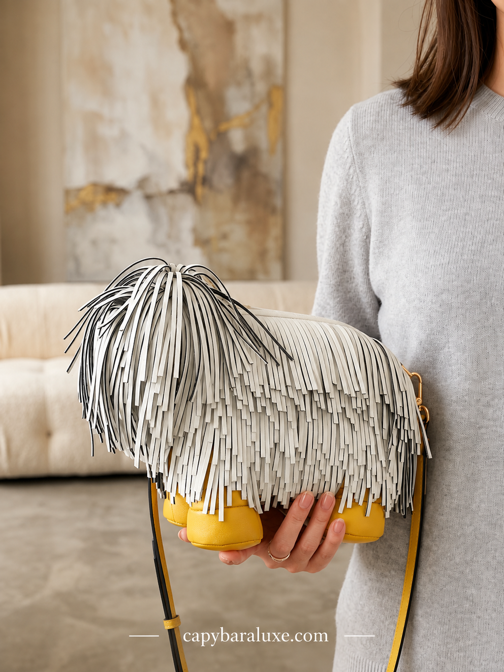 Yellow Fringe Pup Bag