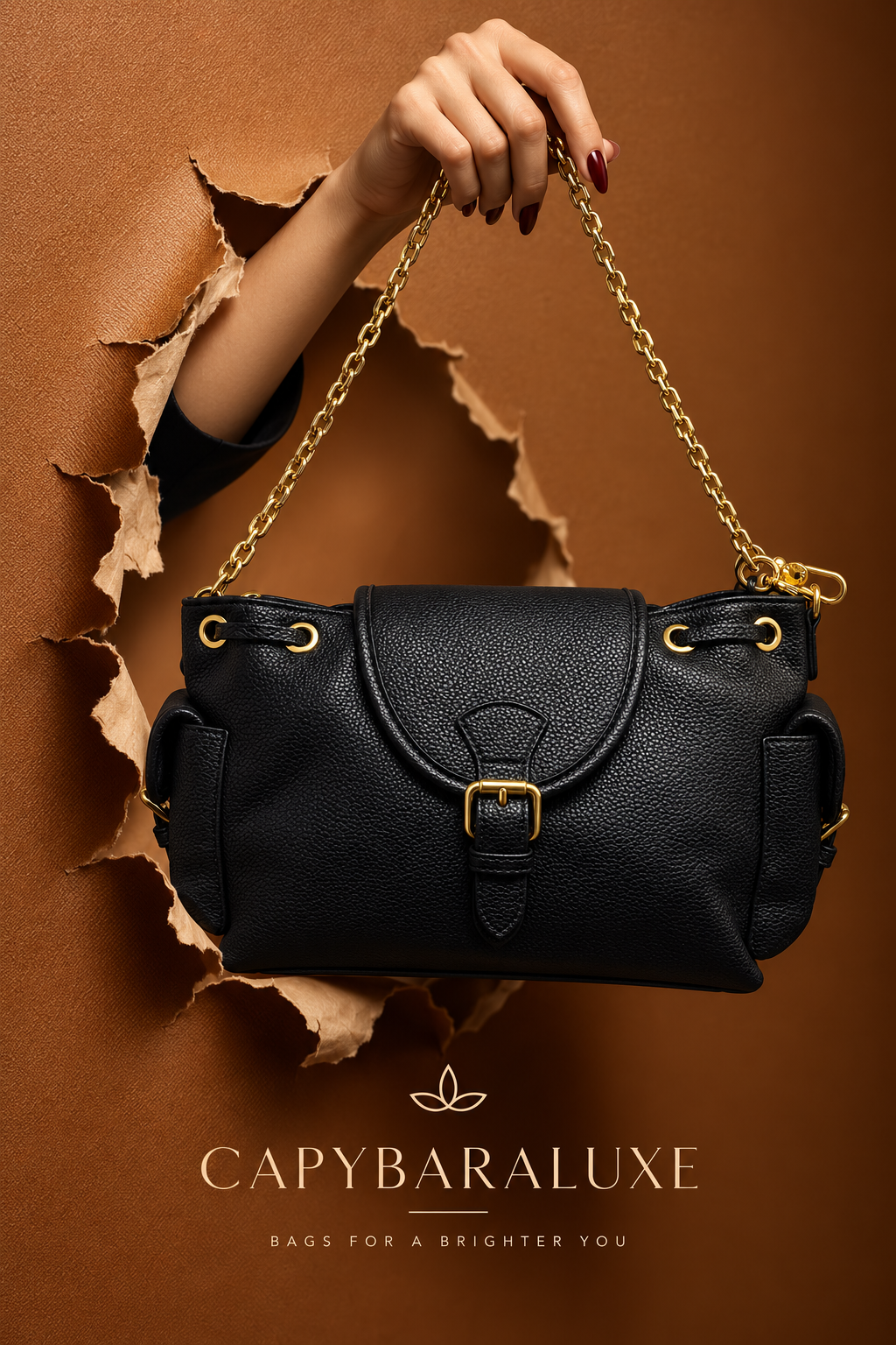 Luxe Black Chain Shoulder Bag