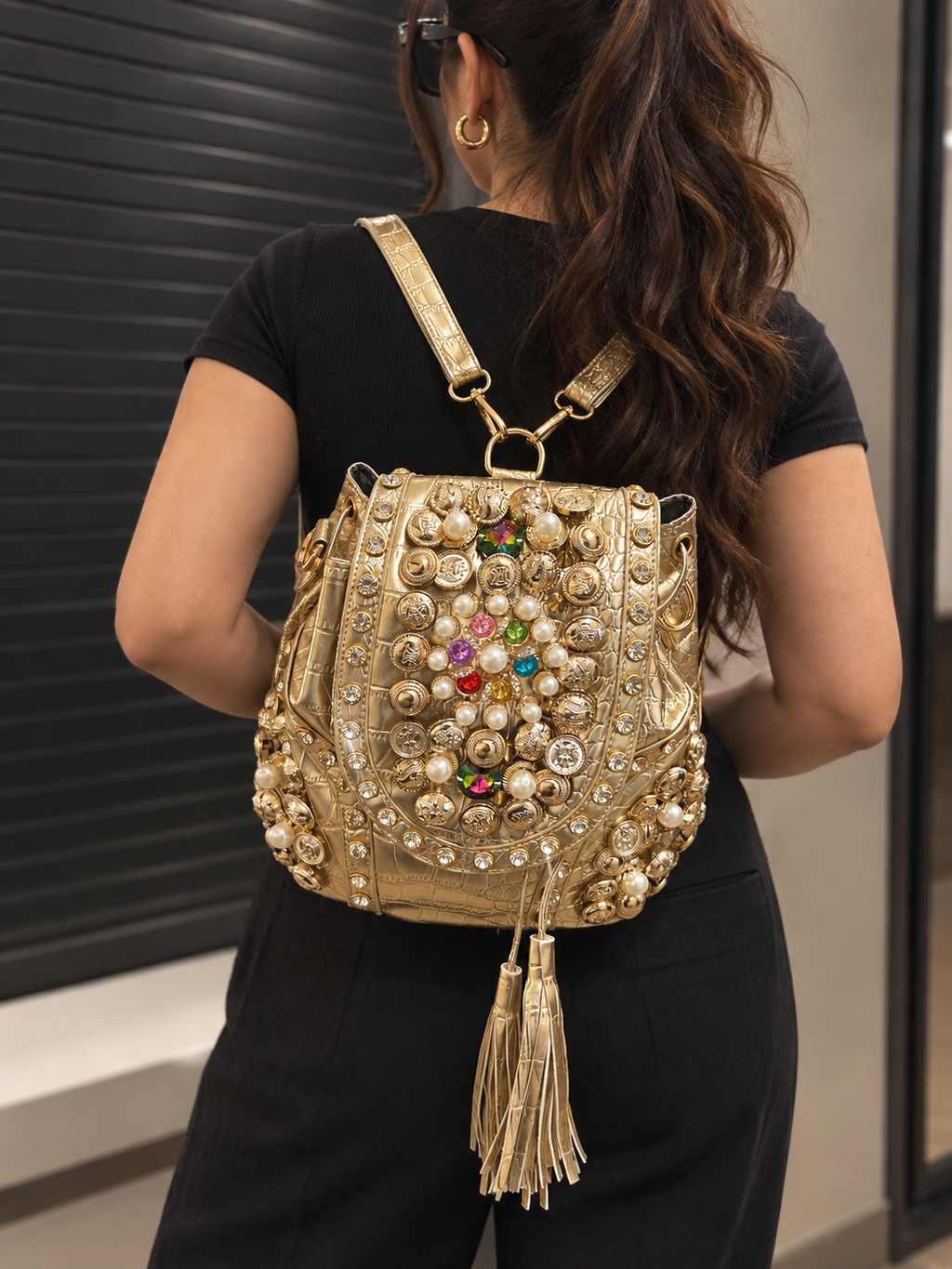 Golden Pearl Handcrafted Statement Clutch