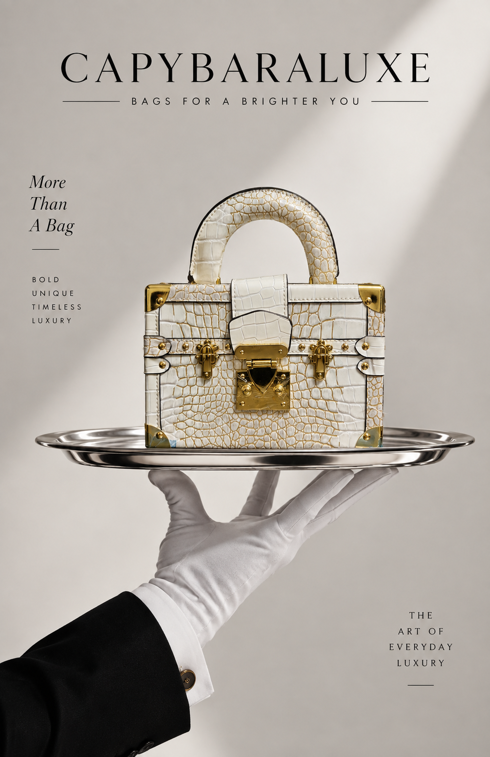 Luxe Ivory Crocodile Box Bag