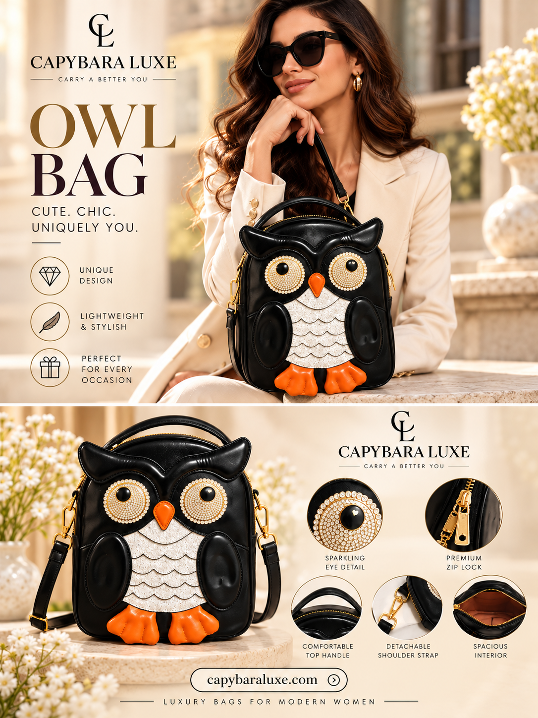 Midnight Owl Black Bag