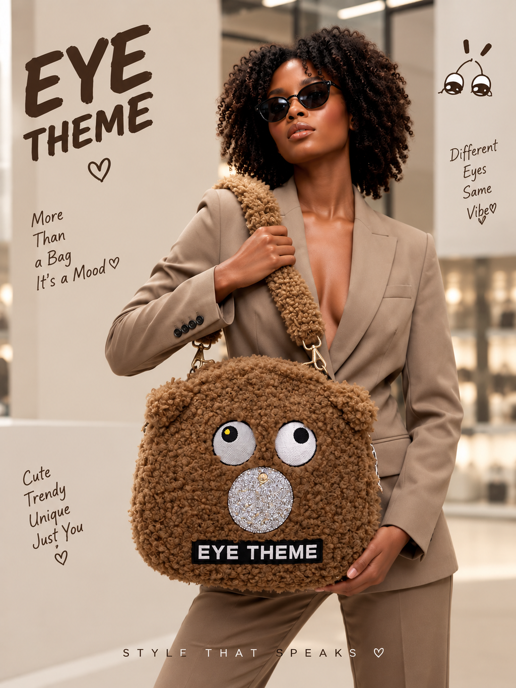Brown Plush Owl Shoulder Bag