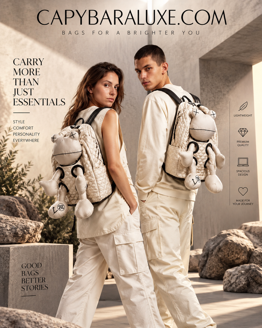 Capybara Quilted Character Backpack