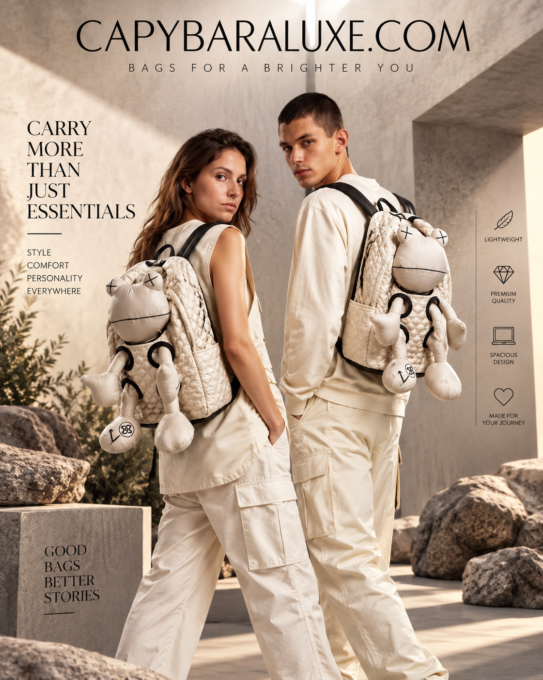 Capybara Quilted Character Backpack
