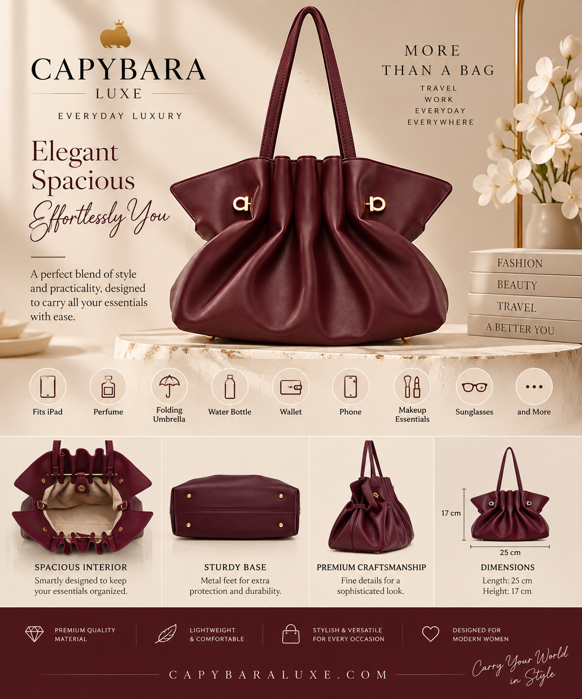 Burgundy Tote Bag