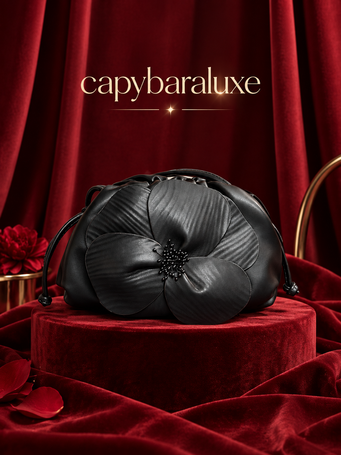 Black Flower Premium Bag