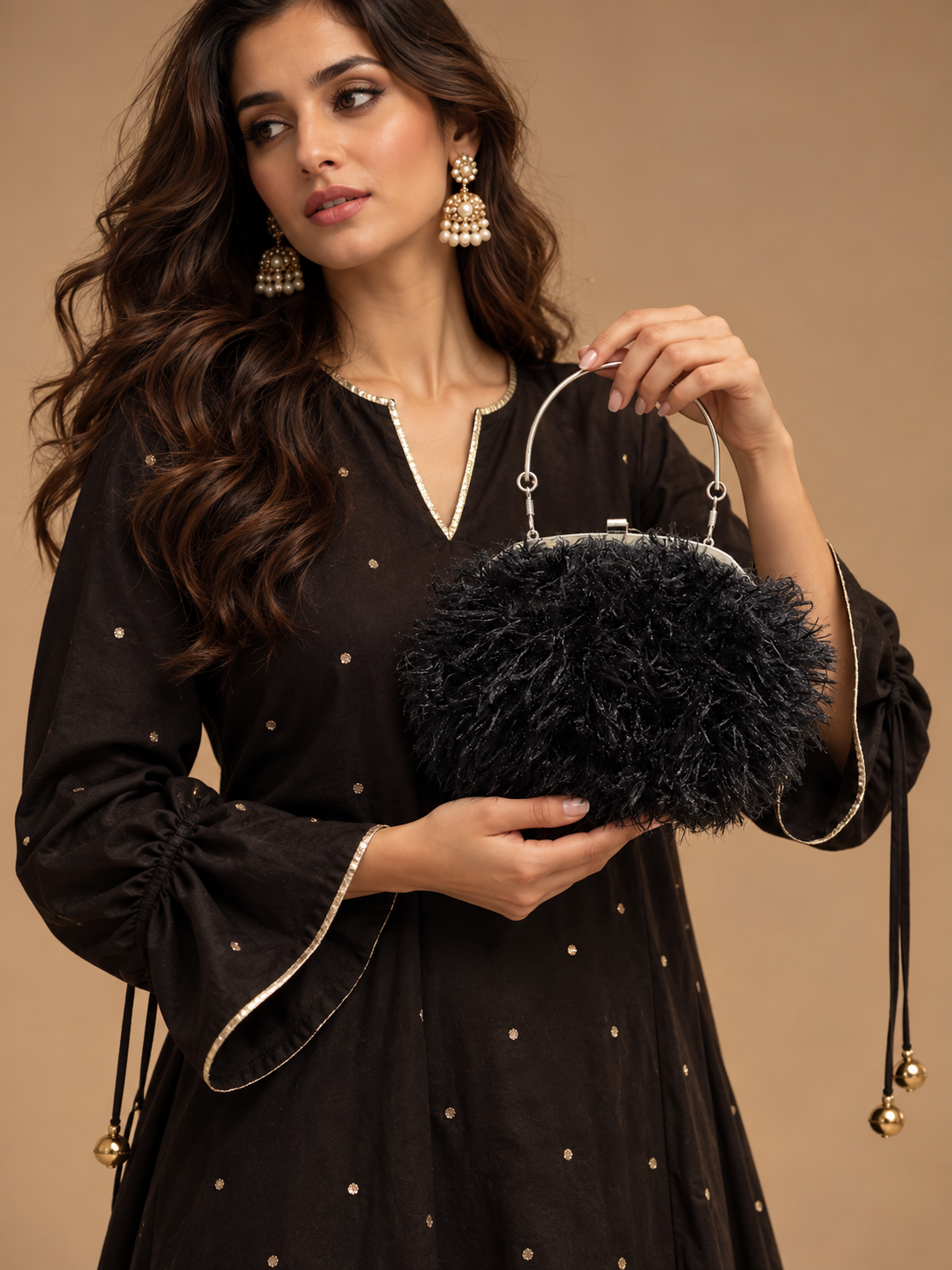 Black Luxury Fur Clutch Bag
