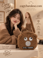 Brown Plush Owl Shoulder Bag