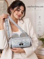 Blue Sequin Mini Shoulder Bag