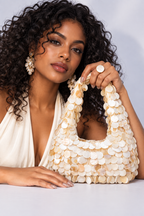 White Shell Beaded Shoulder Bag