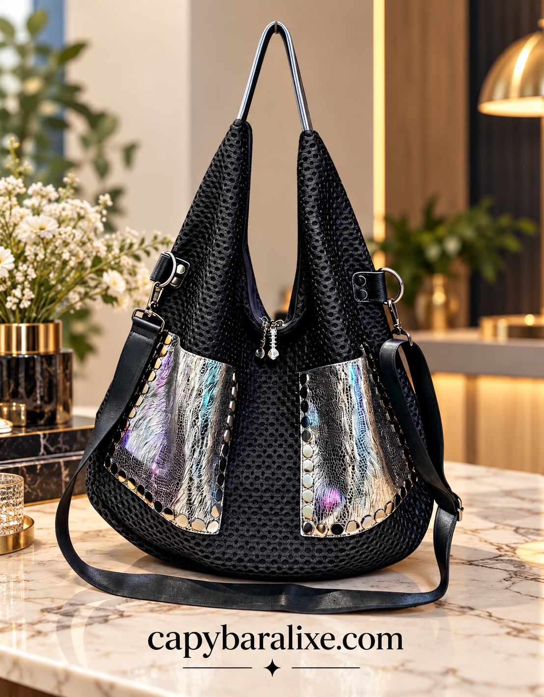 Silver Sparkle Luxe Tote Bag