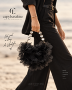 Black Floral Crystal Handle Bag