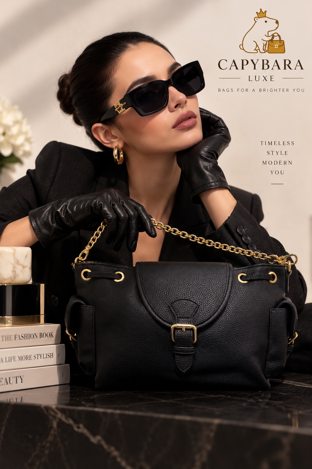 Luxe Black Chain Shoulder Bag