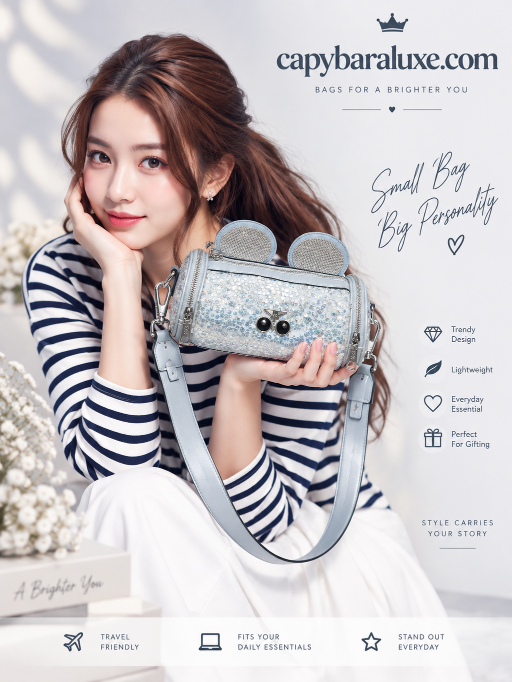 Blue Sequin Mini Shoulder Bag