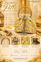 Capybara Luxe Bridal Pearl Potli Bag – Gold & Silver