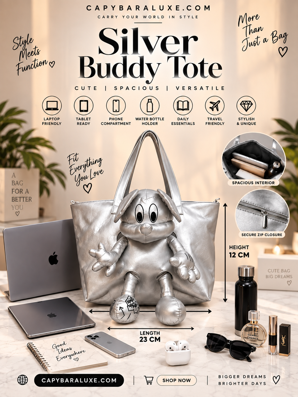Silver Mickey Tote Bag