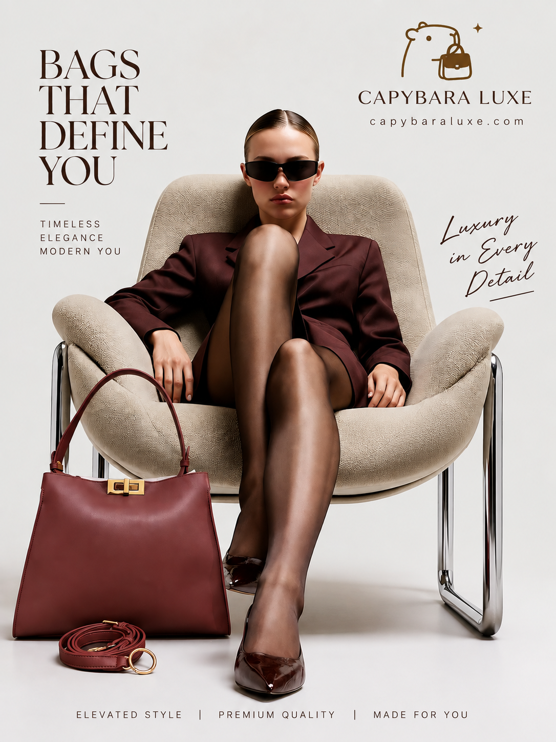 Capybara Luxe Burgundy Premium Handbag – Timeless Elegance