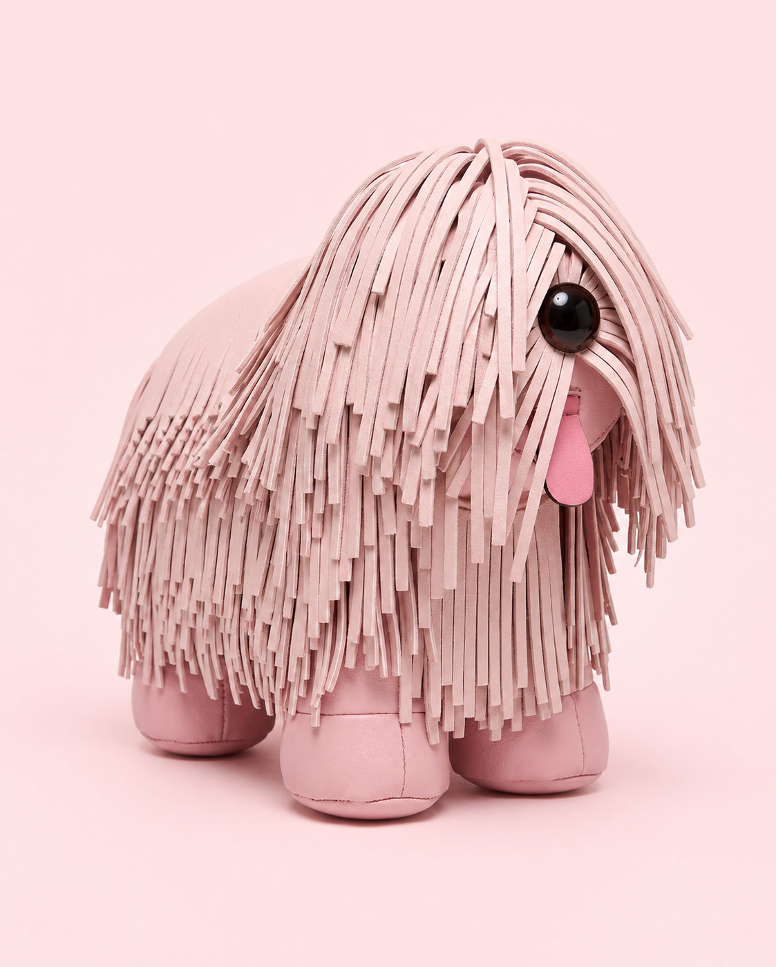Pink  fringe Pup Bag