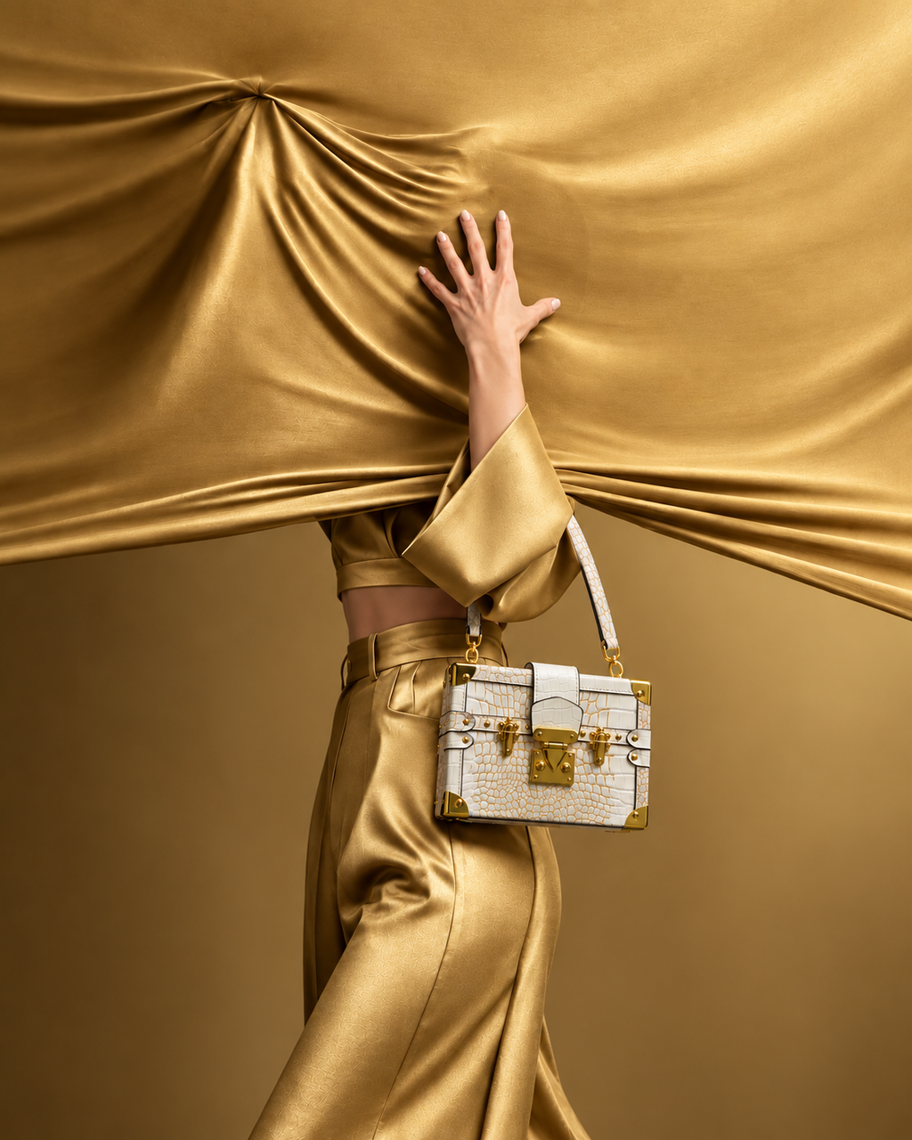 Luxe Ivory Crocodile Box Bag