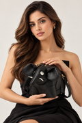 Luxe Black Elephant Shoulder Bag