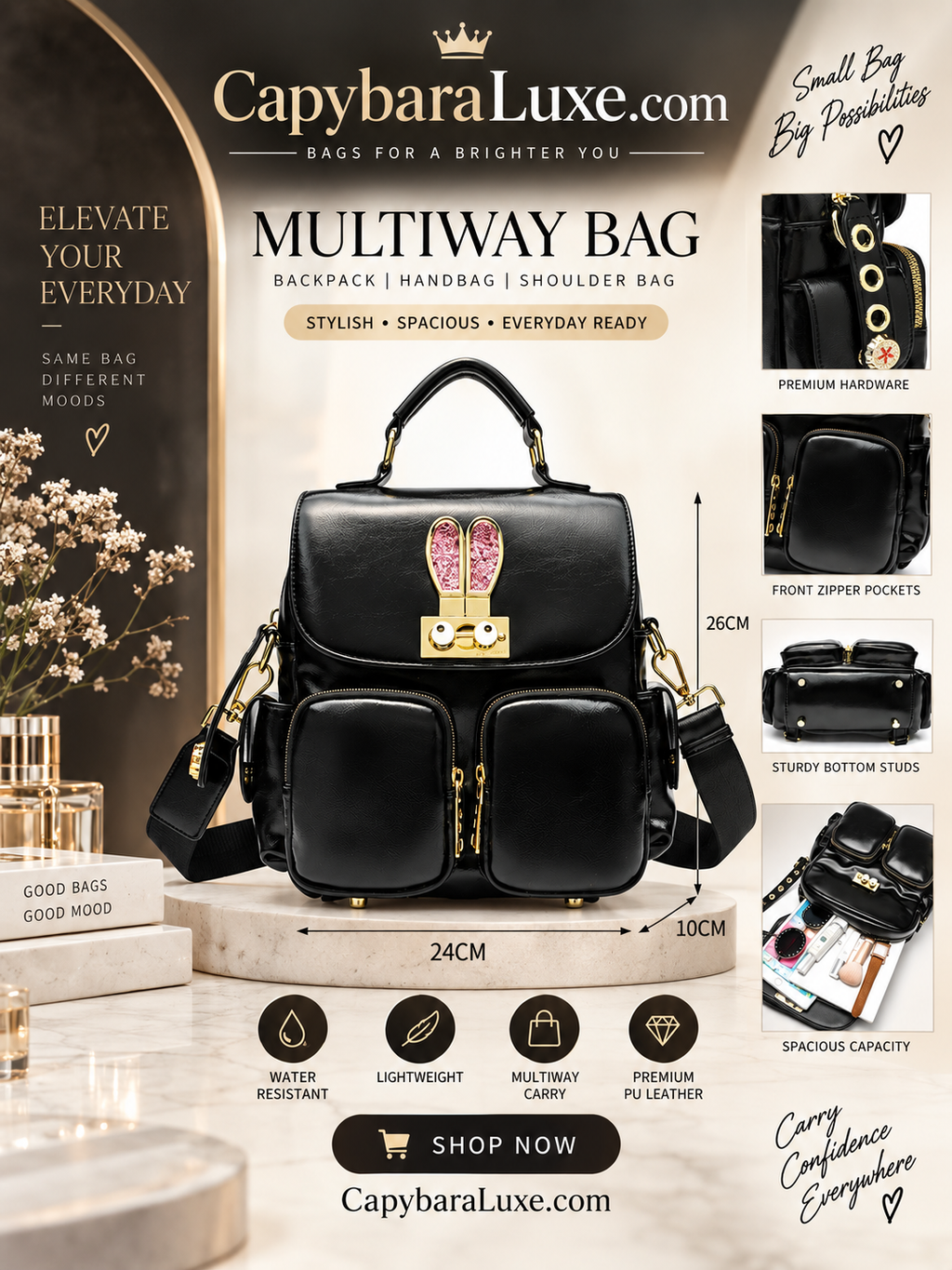 Black Bunny Backpack