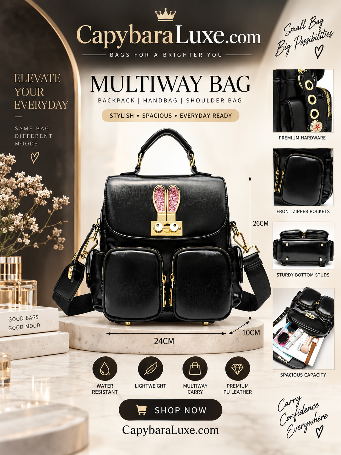 Black Bunny Backpack
