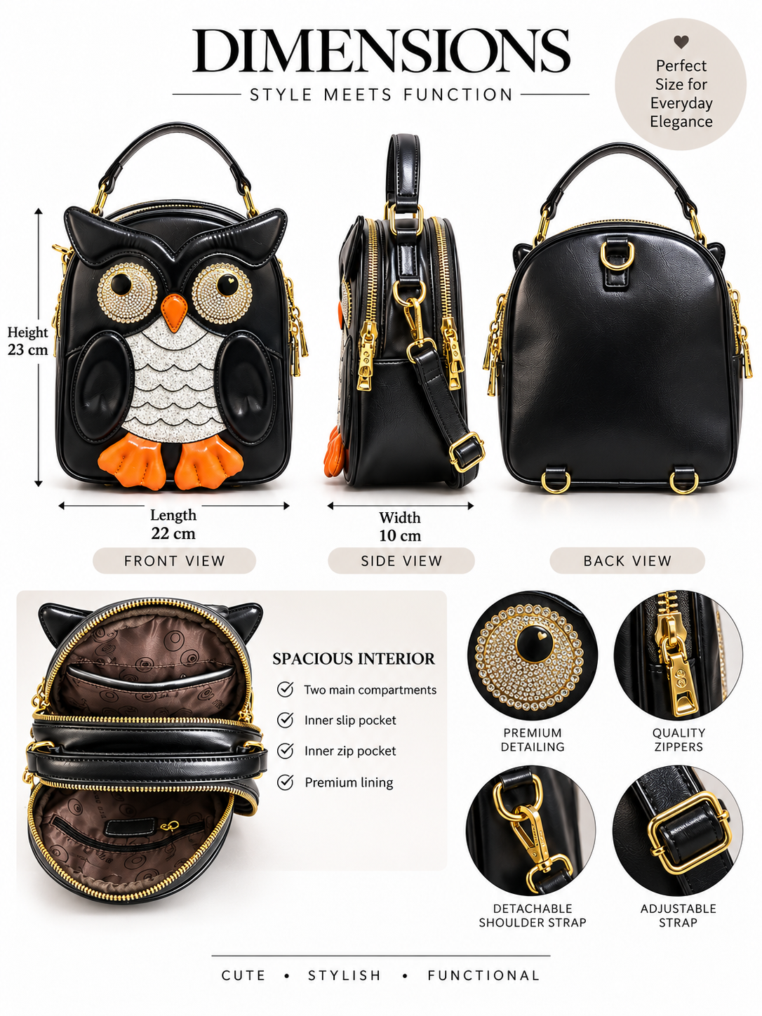 Midnight Owl Black Bag