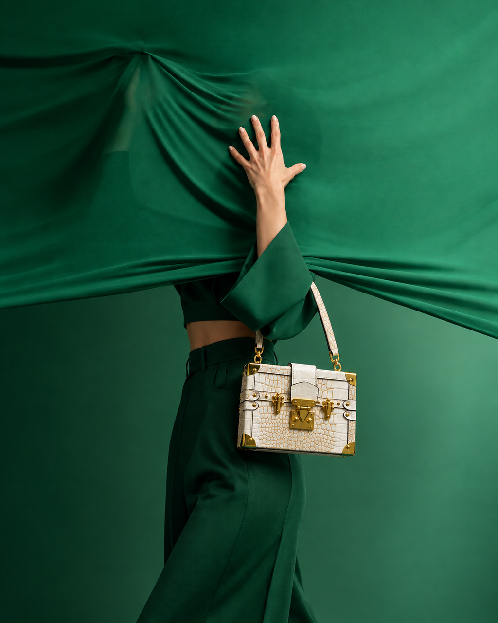 Luxe Ivory Crocodile Box Bag