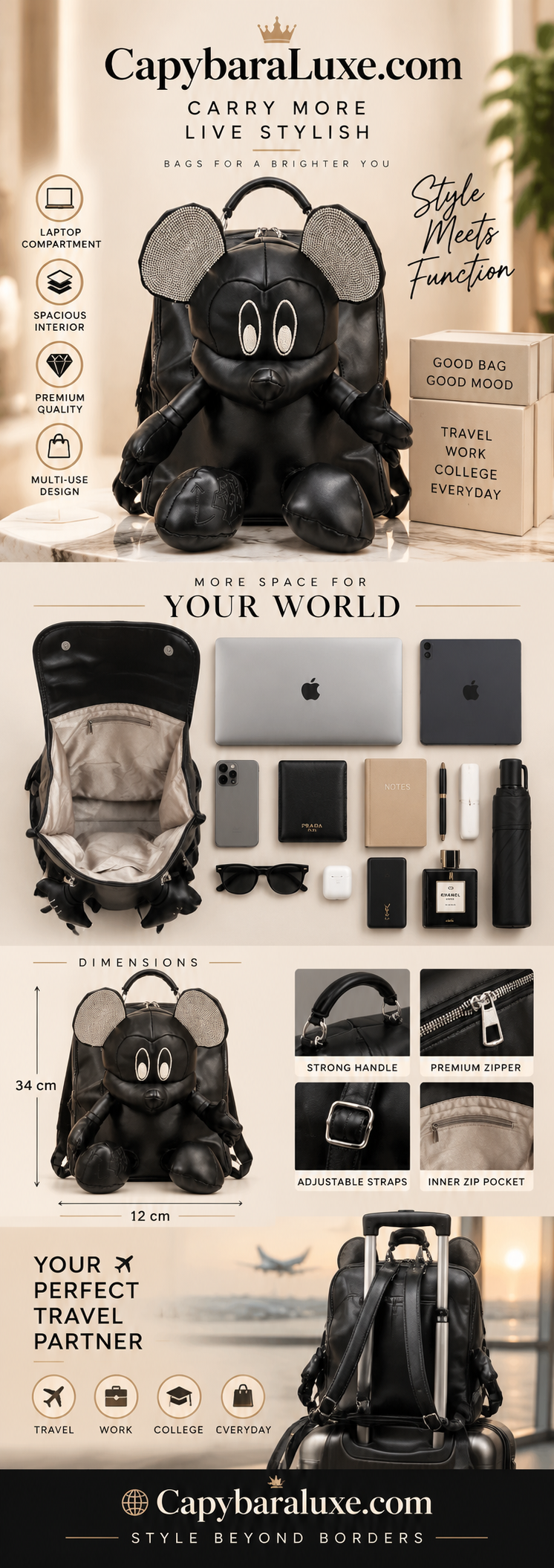 Black Mickey Mouse Backpack