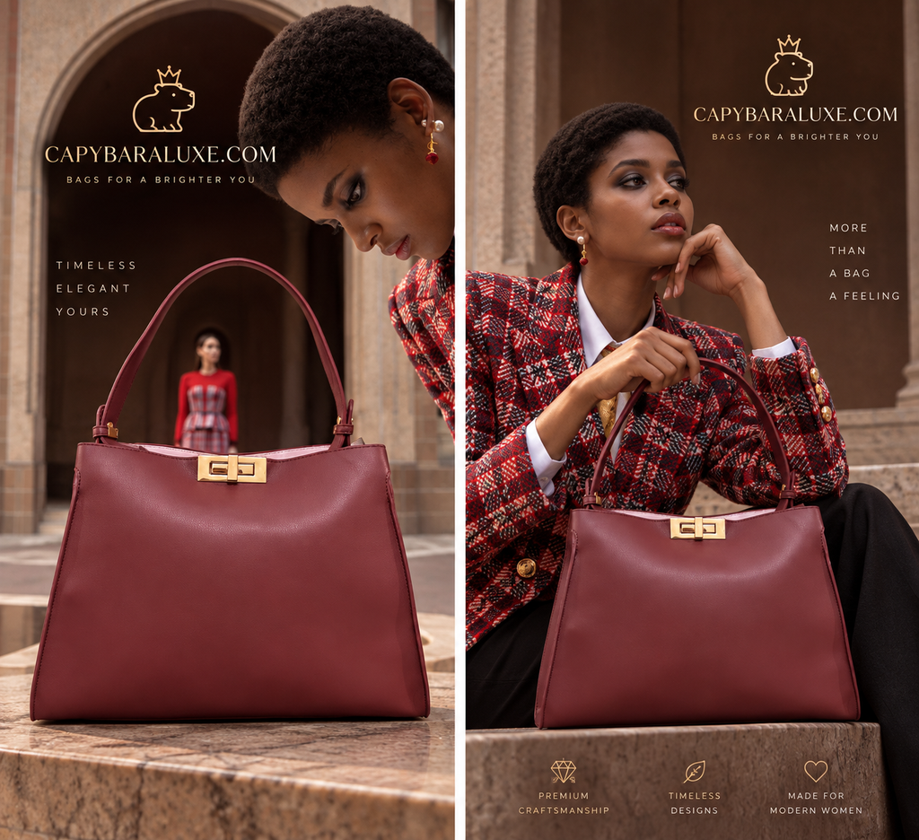 Capybara Luxe Burgundy Premium Handbag – Timeless Elegance