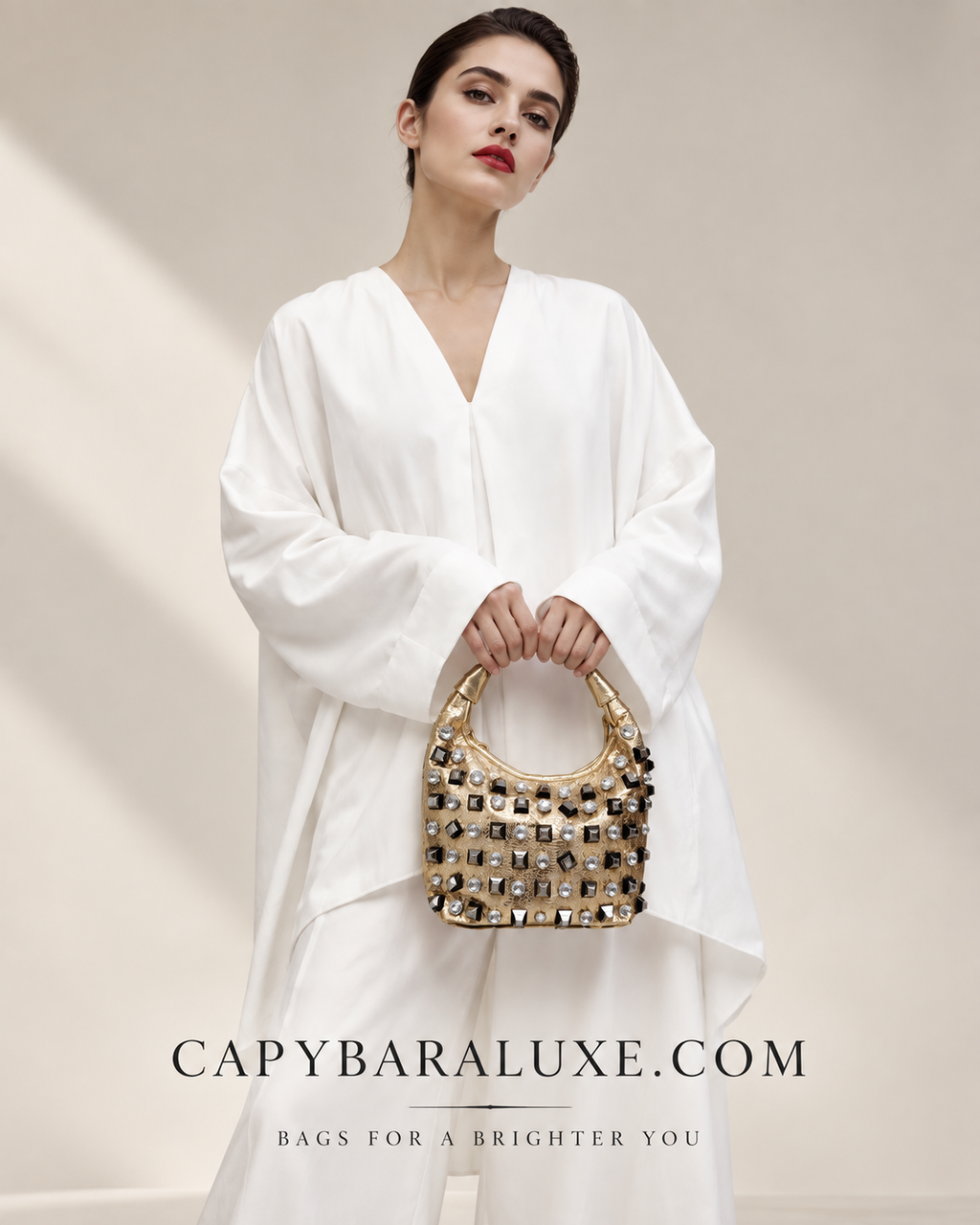 Capybara Luxe Crystal Embellished Statement Handbag