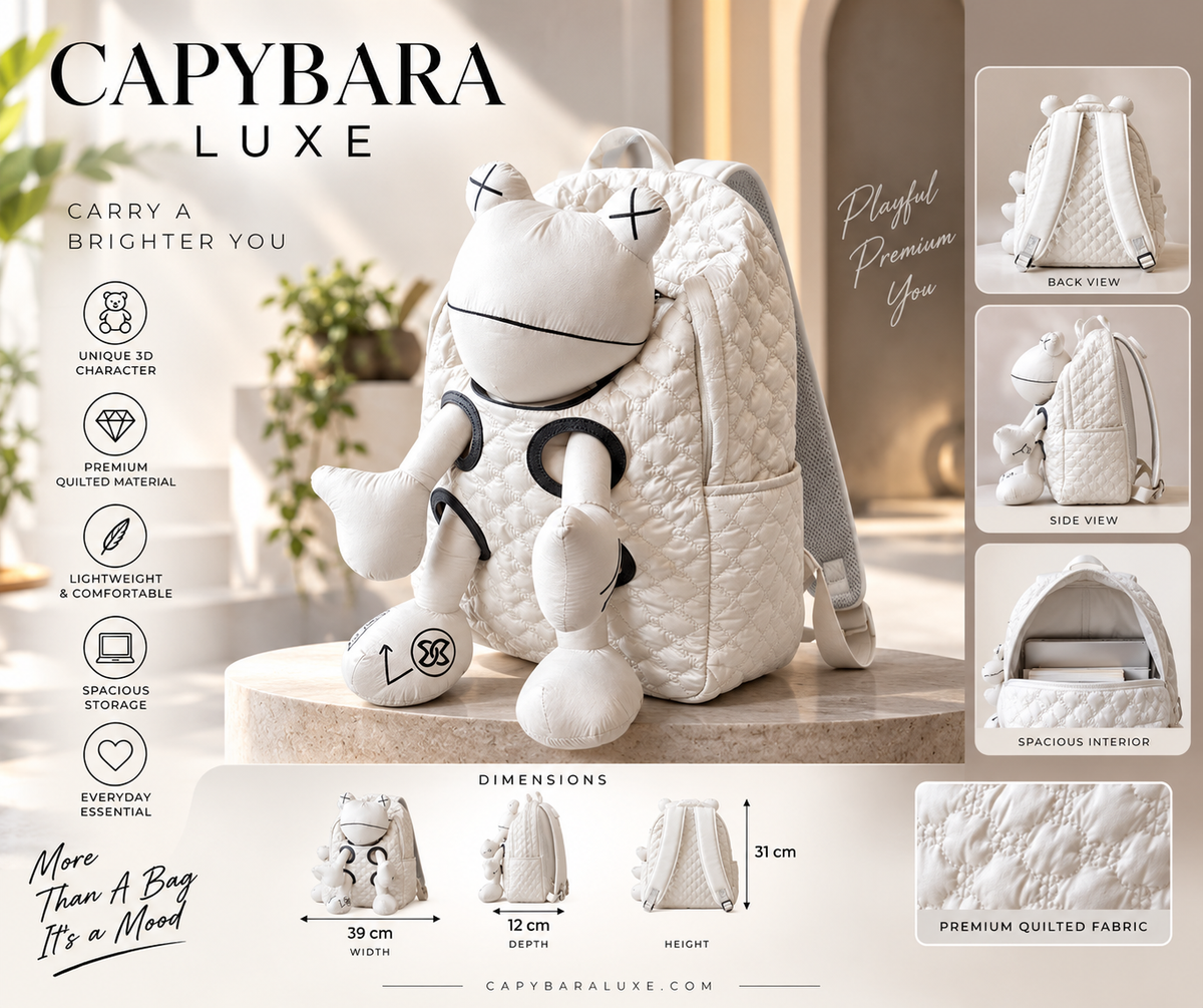 Capybara Quilted Character Backpack