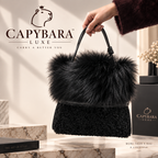 Black Fur Premium HandBag