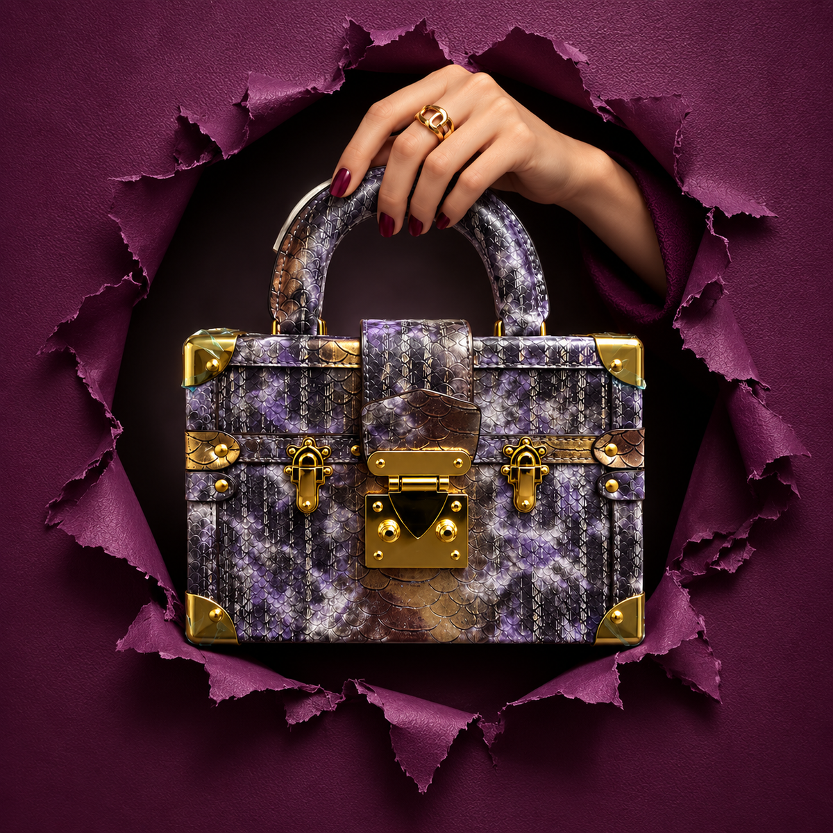 Purple Luxury Croco  Handbag