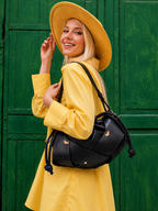 Black Luxury Drawstring Handbag