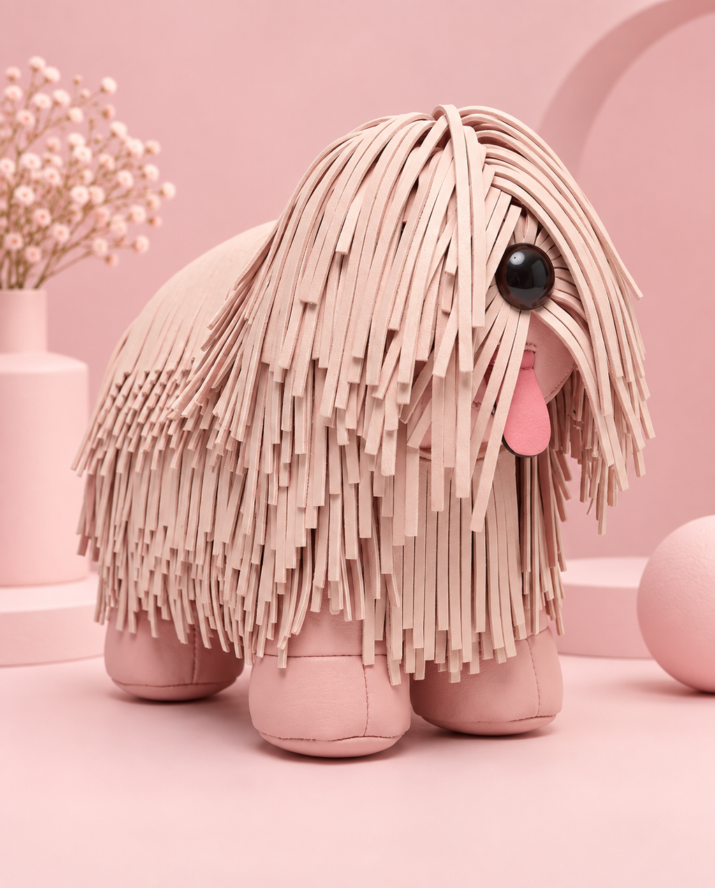 Pink  fringe Pup Bag